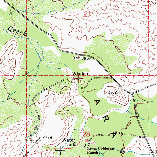 Topographic Map of Whalen Cemetery, AZ