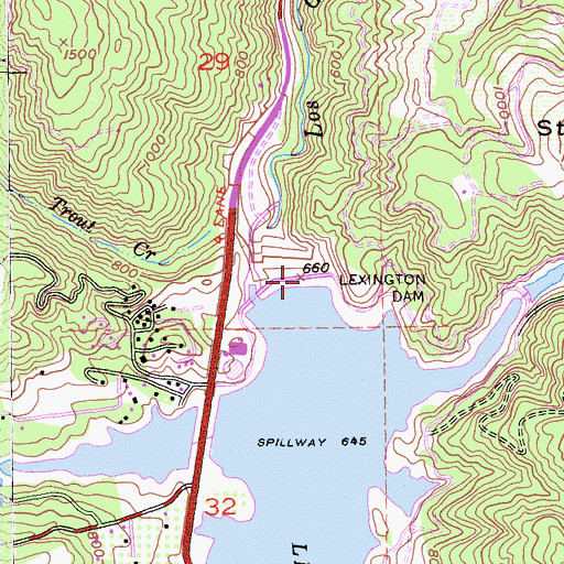 Topographic Map of Lexington Dam, CA