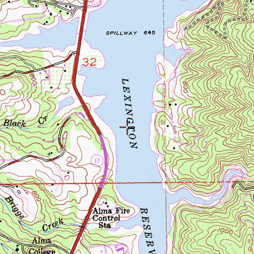 Topographic Map of Lexington Reservoir, CA