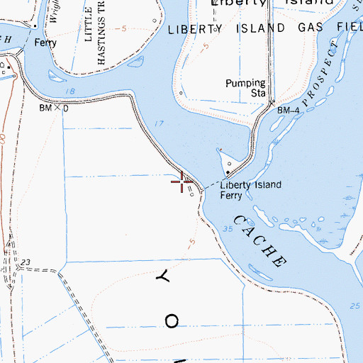 Topographic Map of Liberty Island Ferry, CA