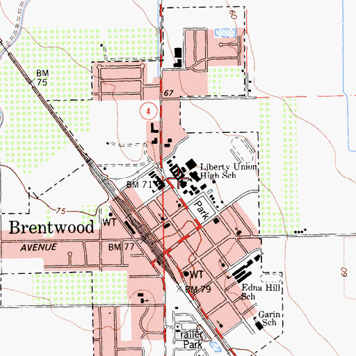 Topographic Map of Liberty High School, CA