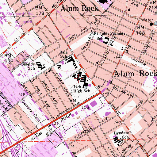 Topographic Map of James Lick High School, CA