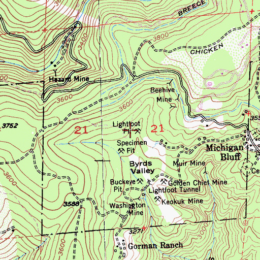 Topographic Map of Lightfoot Pit, CA