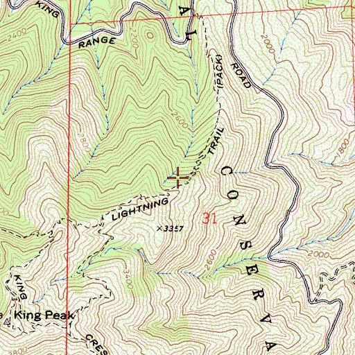 Topographic Map of Lightning Trail, CA