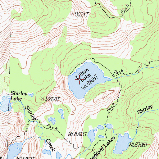 Topographic Map of Lillian Lake, CA