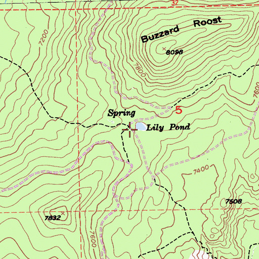 Topographic Map of Lily Pond, CA