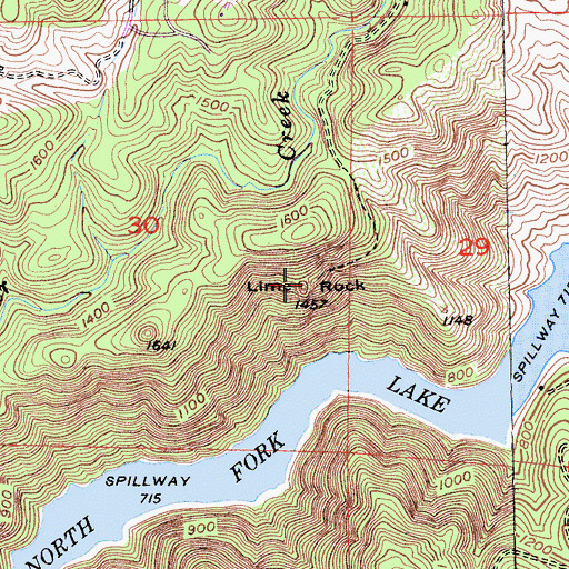 Topographic Map of Lime Rock, CA
