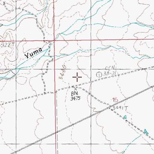 Topographic Map of Yuma Wash Reservoir, AZ