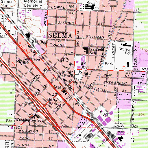 Topographic Map of Lincoln Park, CA