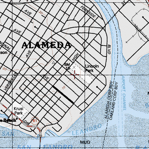 Topographic Map of Lincoln Park, CA
