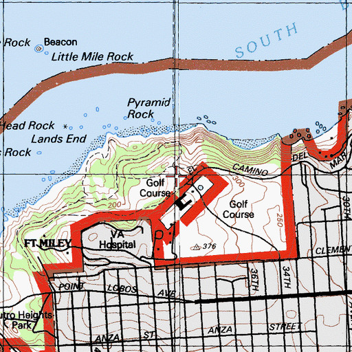 Topographic Map of Lincoln Park, CA