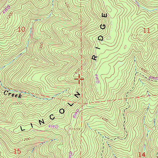 Topographic Map of Lincoln Ridge, CA