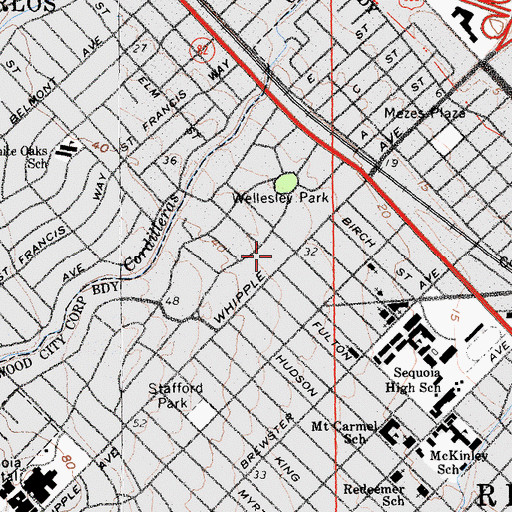 Topographic Map of Lincoln School, CA