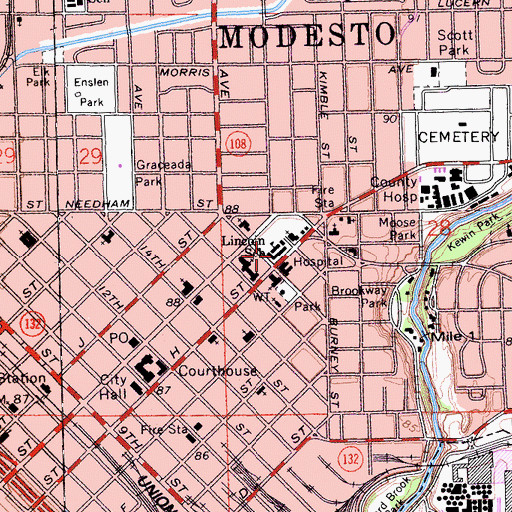 Topographic Map of Lincoln School, CA