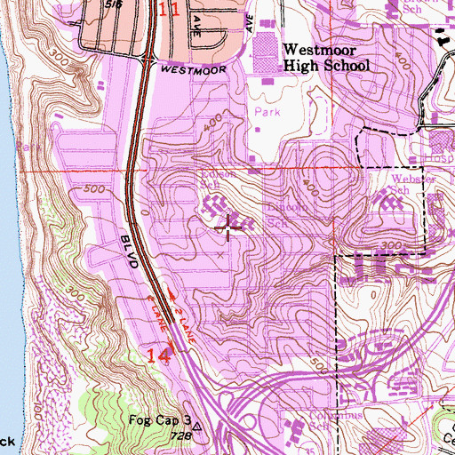 Topographic Map of Lincoln Elementary School, CA