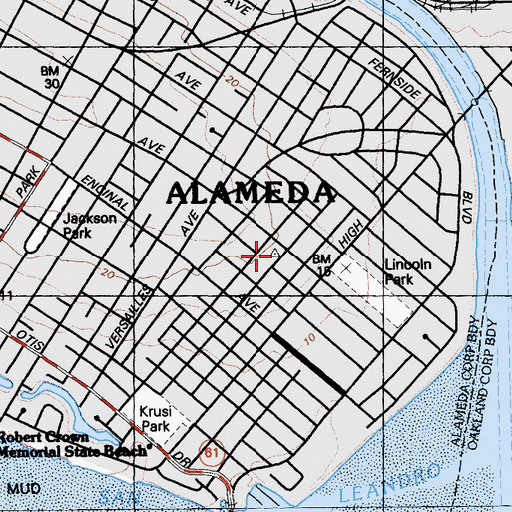 Topographic Map of Lincoln School, CA