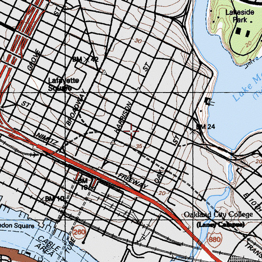 Topographic Map of Lincoln School, CA