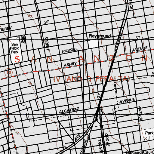 Topographic Map of Malcolm X Elementary School, CA