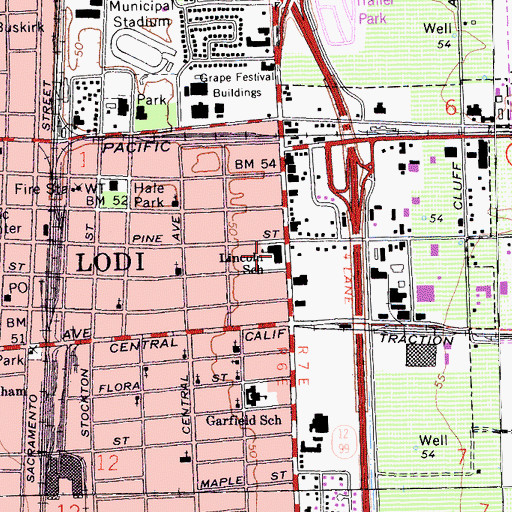 Topographic Map of Lodi Adult School, CA