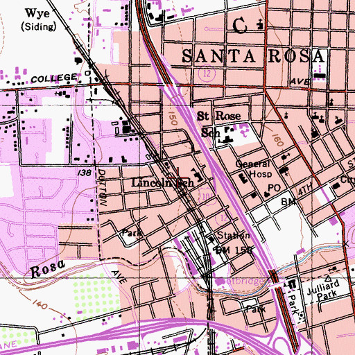 Topographic Map of Lincoln Art Center, CA