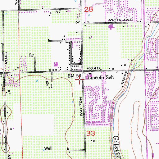 Topographic Map of Lincoln Elementary School, CA