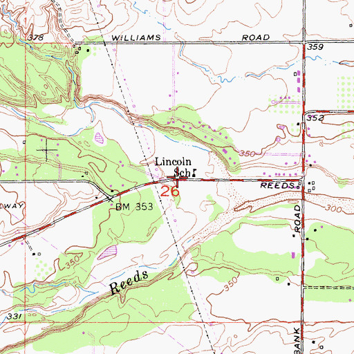 Topographic Map of Lincoln School, CA