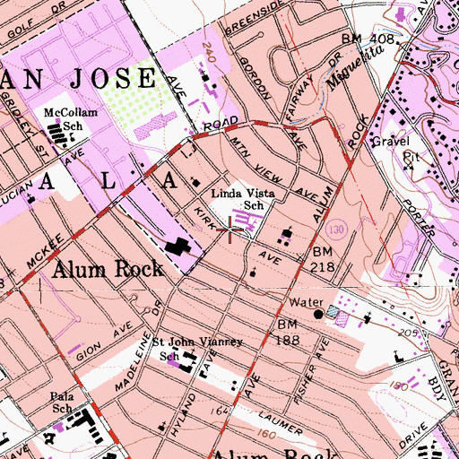 Topographic Map of Linda Vista Elementary School, CA