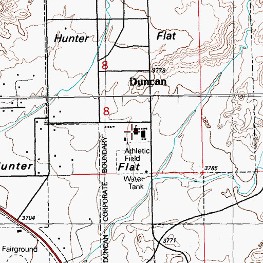 Topographic Map of Duncan Elementary School, AZ