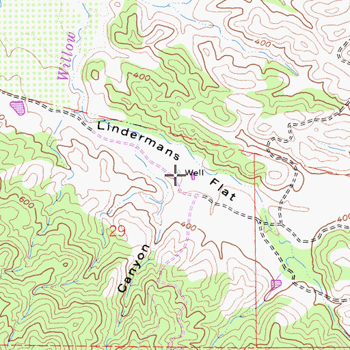 Topographic Map of Lindermans Flat, CA
