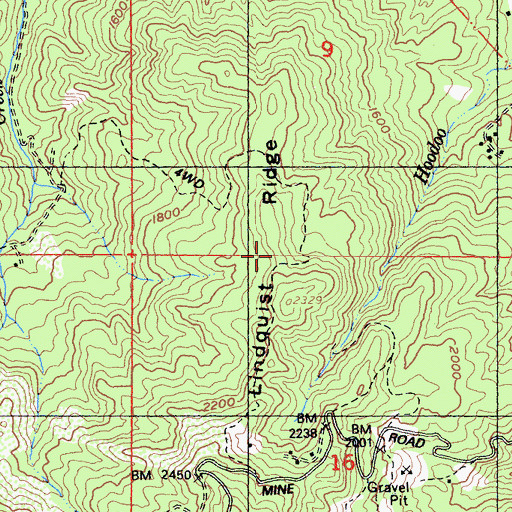 Topographic Map of Lindquist Ridge, CA