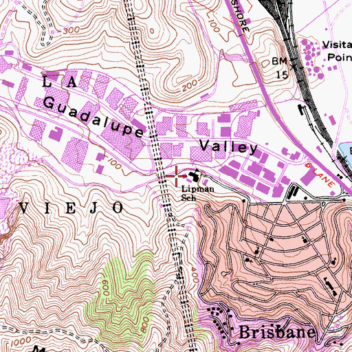 Topographic Map of Lipman Middle School, CA