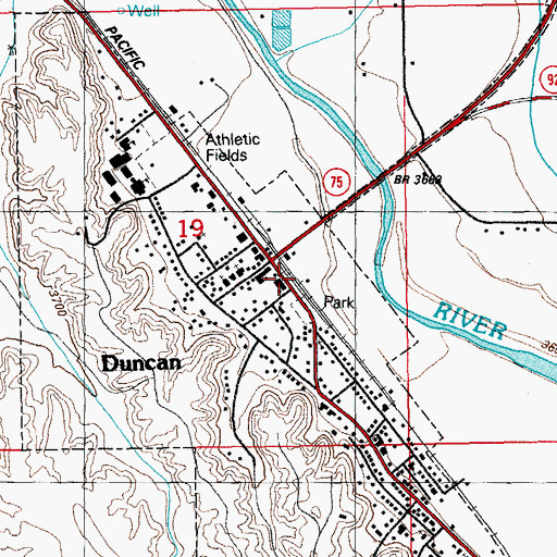 Topographic Map of Duncan Railroad Station, AZ