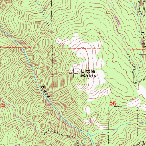 Topographic Map of Little Baldy, CA