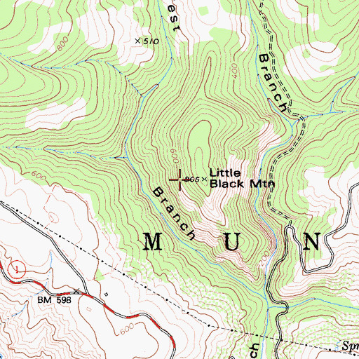 Topographic Map of Little Black Mountain, CA