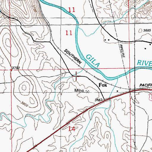 Topographic Map of Fox Railroad Station, AZ