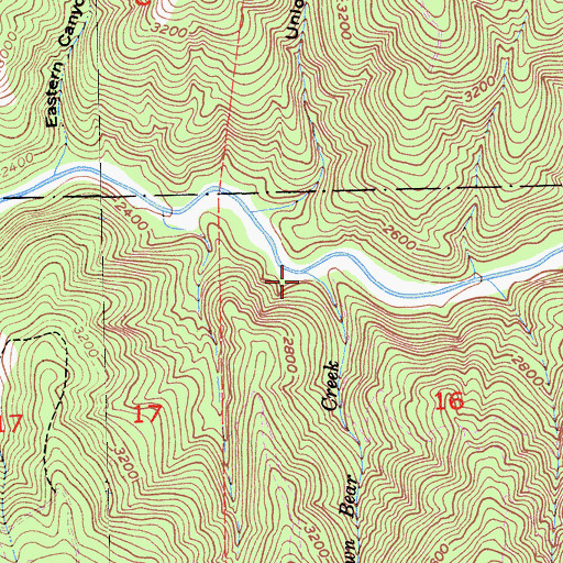 Topographic Map of Little Brown Bear Creek, CA