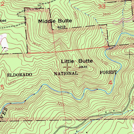 Topographic Map of Little Butte, CA