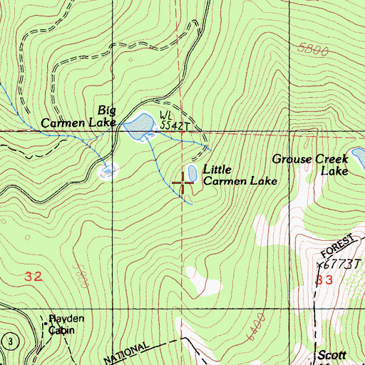 Topographic Map of Little Carmen Lake, CA