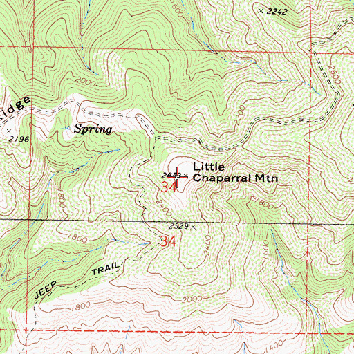 Topographic Map of Little Chaparral Mountain, CA