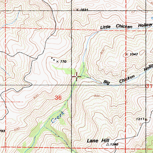 Topographic Map of Little Chicken Hollow, CA