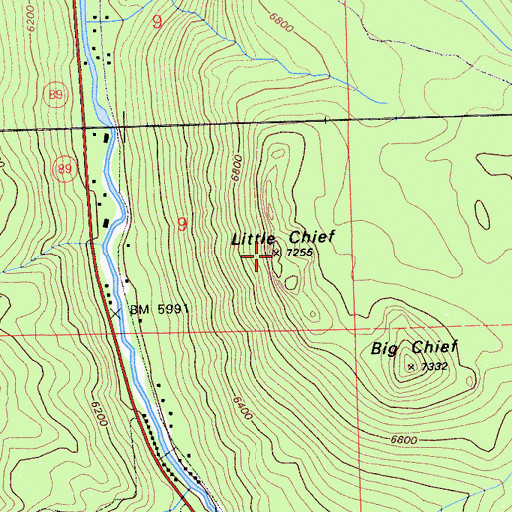 Topographic Map of Little Chief, CA