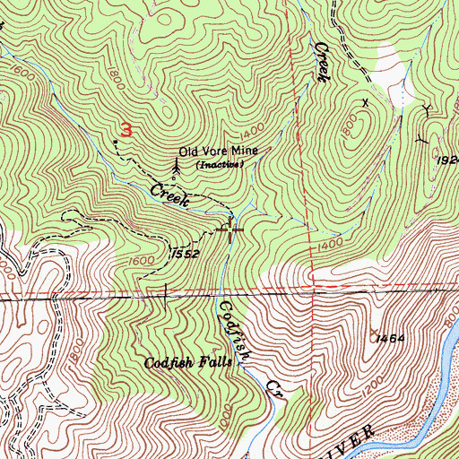 Topographic Map of Little Codfish Creek, CA