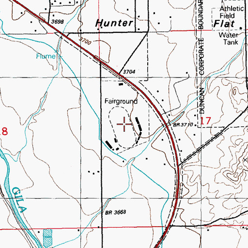 Topographic Map of Greenlee County Fairgrounds, AZ