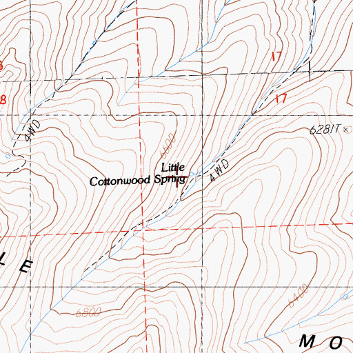 Topographic Map of Little Cottonwood Spring, CA