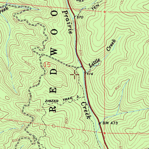 Topographic Map of Little Creek, CA