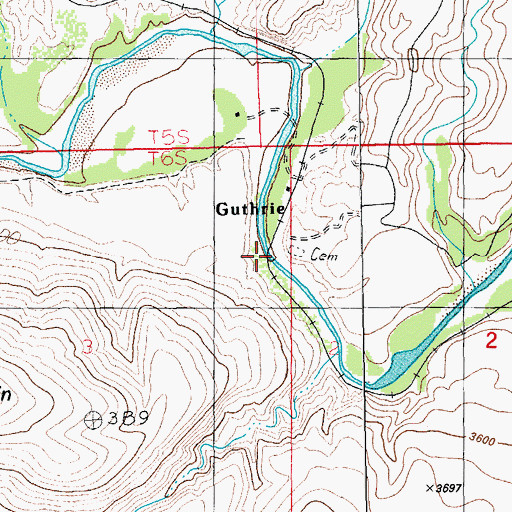 Topographic Map of Guthrie Railroad Station, AZ