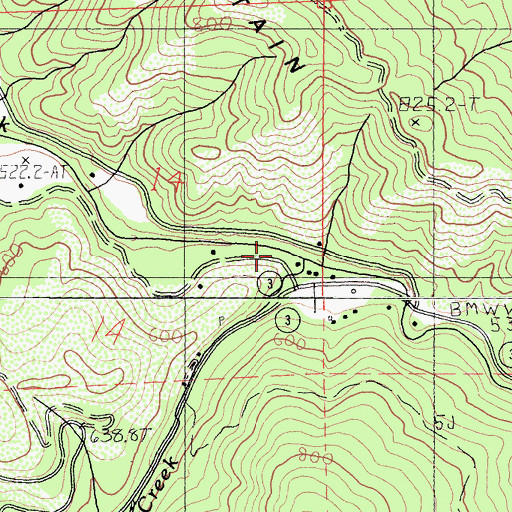 Topographic Map of Little Creek, CA