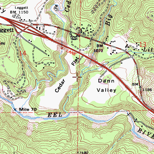 Topographic Map of Little Dann Creek, CA