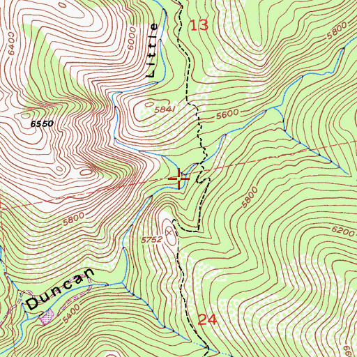Topographic Map of Little Duncan Canyon, CA