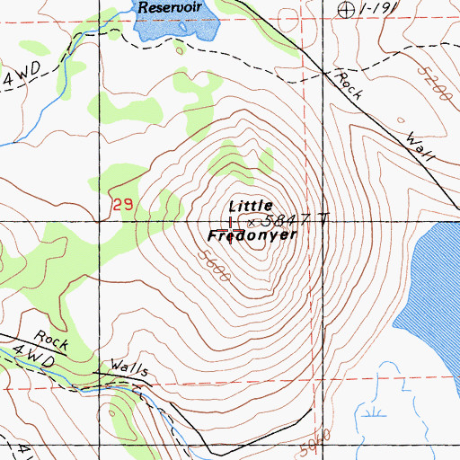 Topographic Map of Little Fredonyer, CA